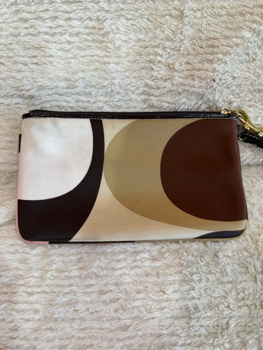 Coach Clutch Wristlet in Brown, Cream and Dark Brown - Picture 3 of 7
